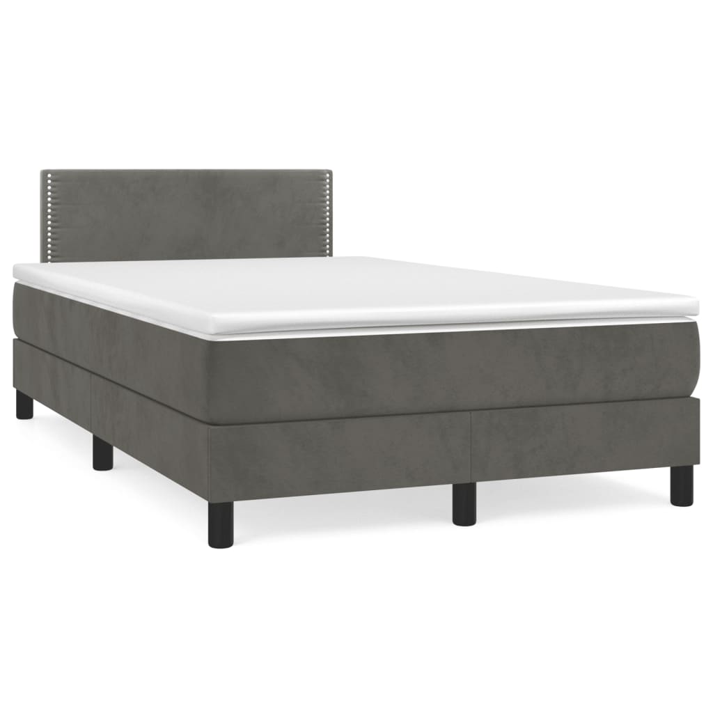 Boxspring met matras fluweel donkergrijs 120x190 cm is nu te koop bij PeponiXL, paradijselijk wonen!