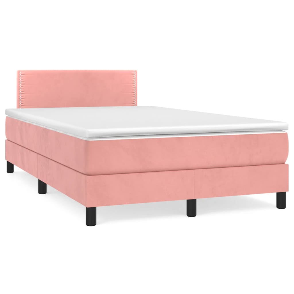 Boxspring met matras fluweel roze 120x190 cm is nu te koop bij PeponiXL, paradijselijk wonen!