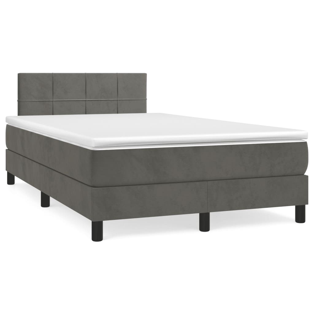 Boxspring met matras fluweel donkergrijs 120x190 cm is nu te koop bij PeponiXL, paradijselijk wonen!