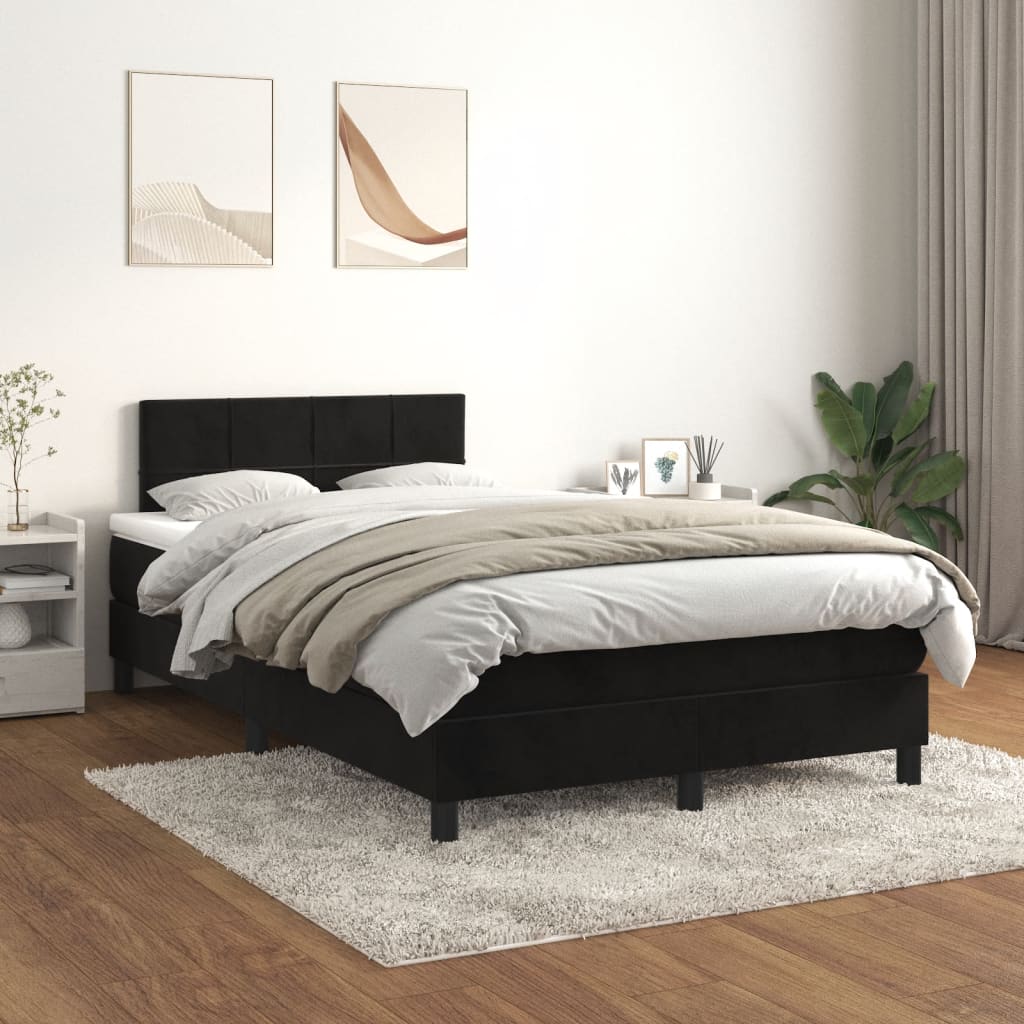 Boxspring met matras fluweel zwart 120x190 cm is nu te koop bij PeponiXL, paradijselijk wonen!