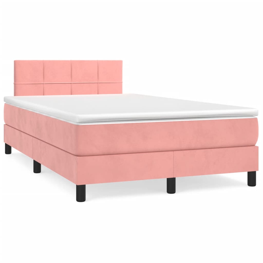 Boxspring met matras fluweel roze 120x190 cm is nu te koop bij PeponiXL, paradijselijk wonen!