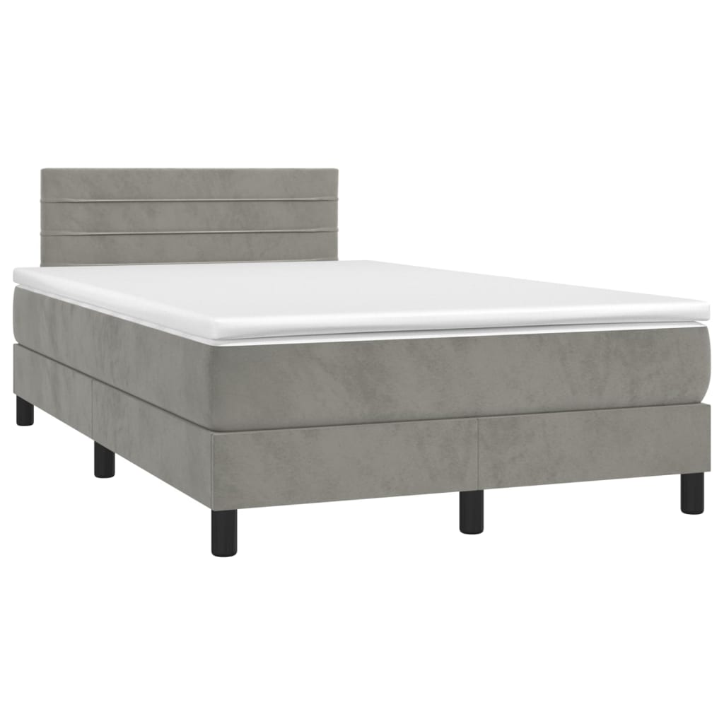 Boxspring met matras fluweel lichtgrijs 120x190 cm is nu te koop bij PeponiXL, paradijselijk wonen!