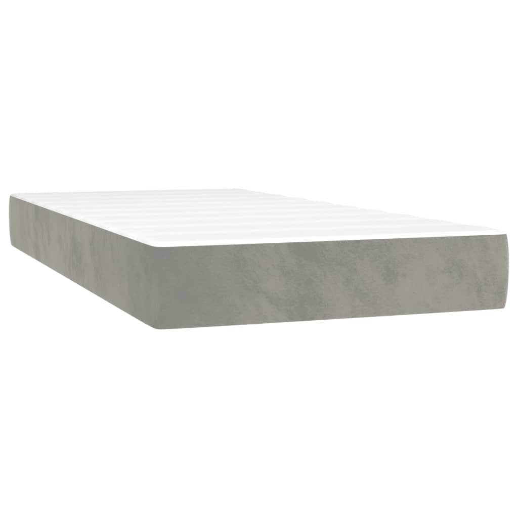 Boxspring met matras fluweel lichtgrijs 120x190 cm is nu te koop bij PeponiXL, paradijselijk wonen!