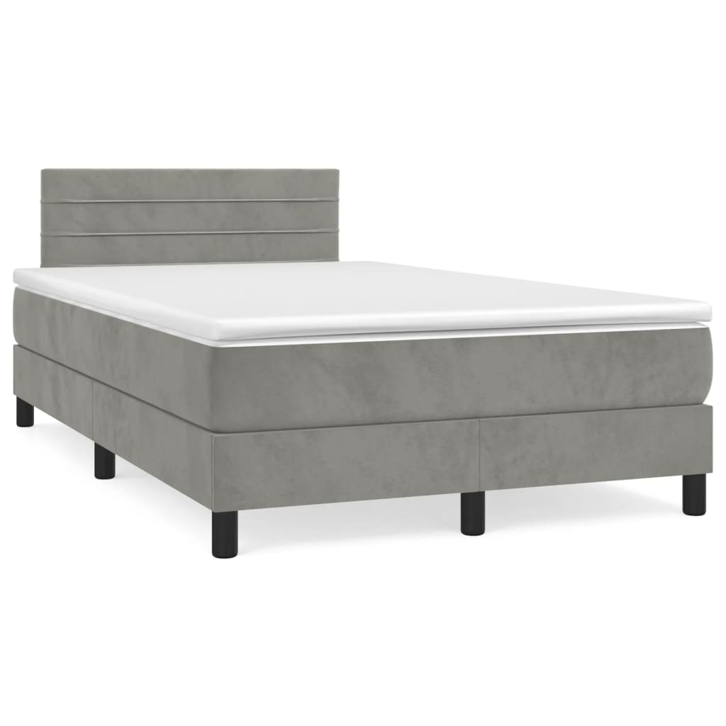 Boxspring met matras fluweel lichtgrijs 120x190 cm is nu te koop bij PeponiXL, paradijselijk wonen!