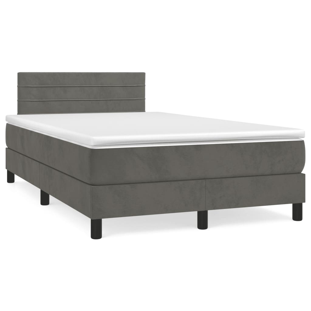 Boxspring met matras fluweel donkergrijs 120x190 cm is nu te koop bij PeponiXL, paradijselijk wonen!