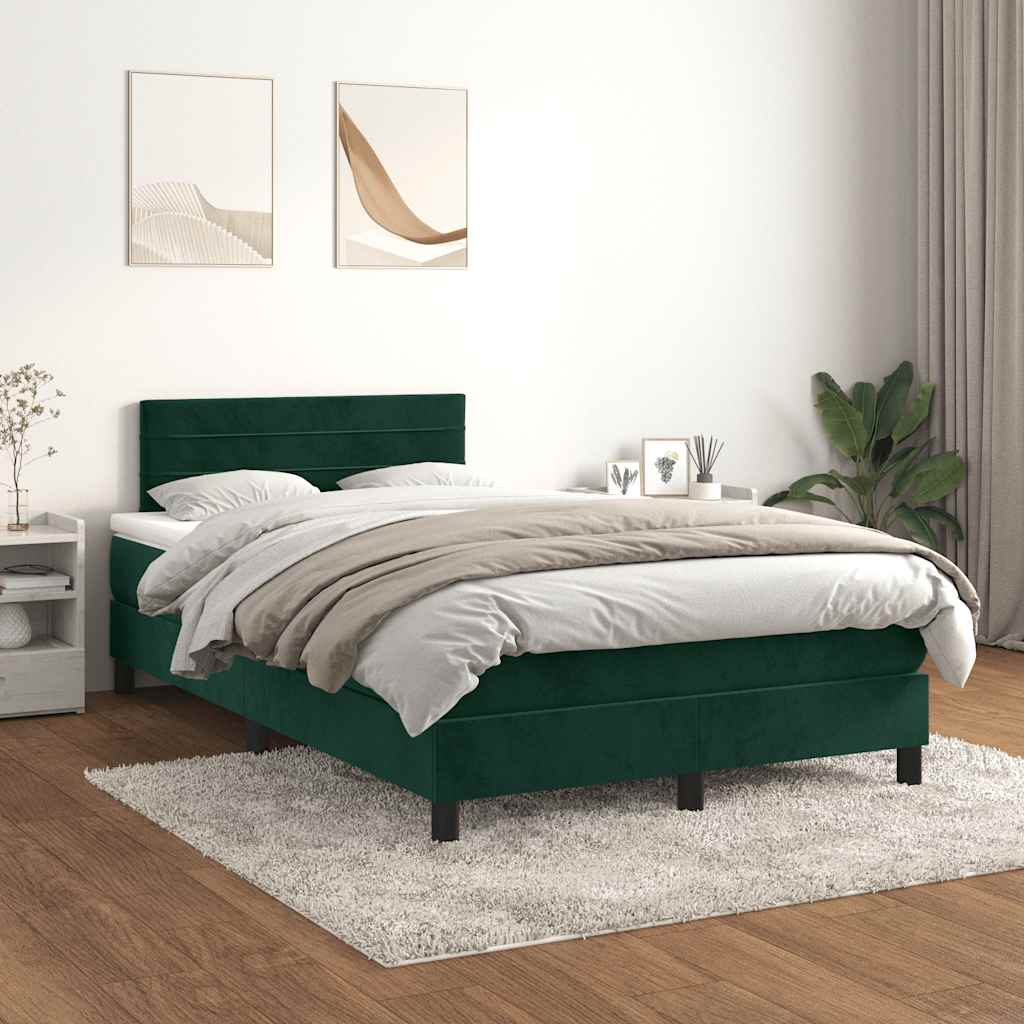 Boxspring met matras fluweel donkergroen 120x190 cm is nu te koop bij PeponiXL, paradijselijk wonen!