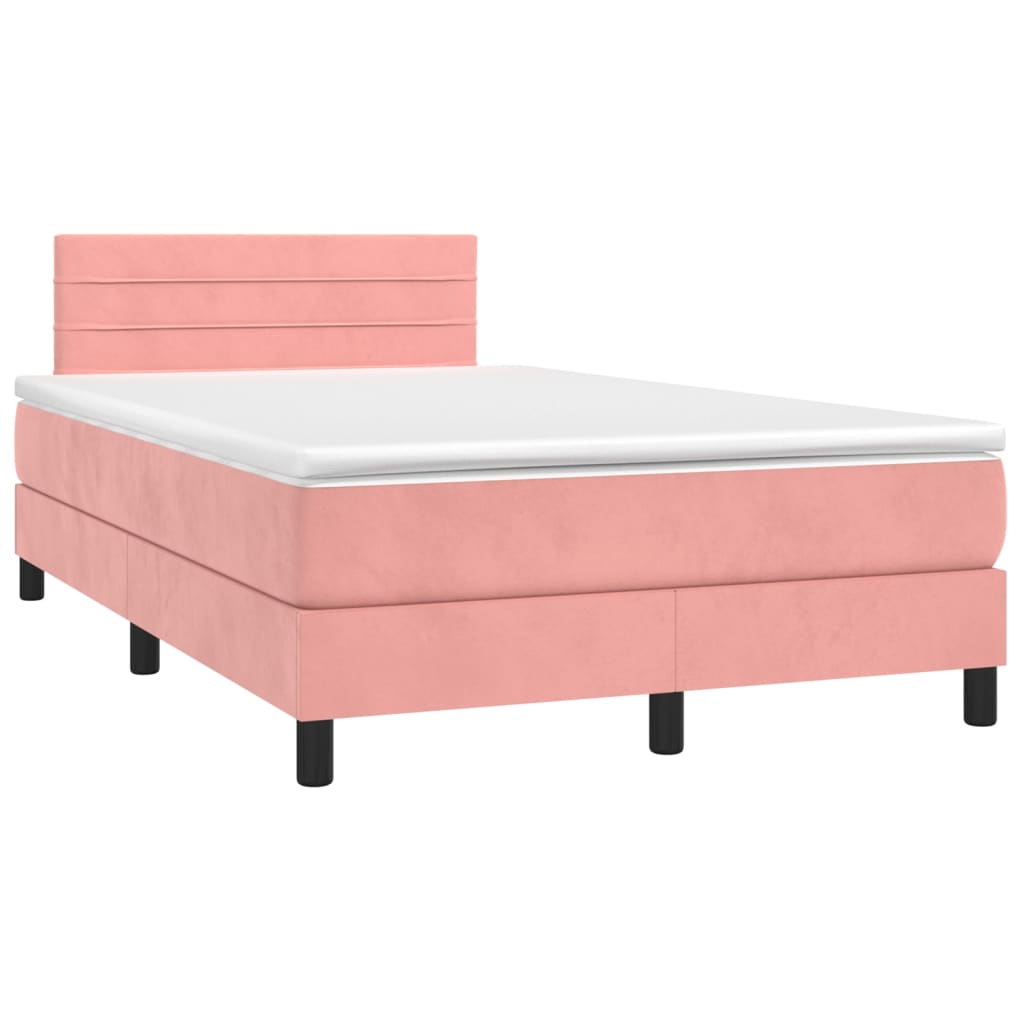 Boxspring met matras fluweel roze 120x190 cm is nu te koop bij PeponiXL, paradijselijk wonen!