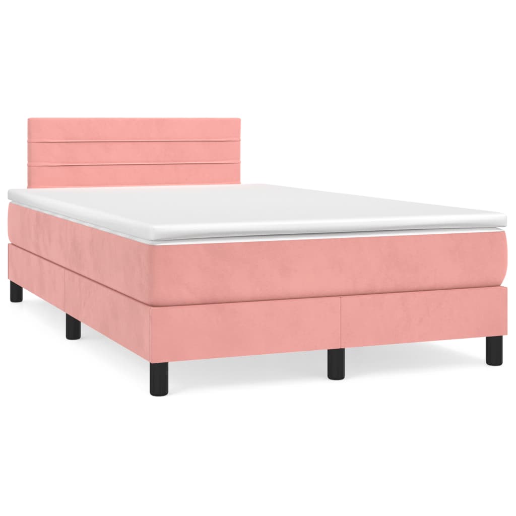 Boxspring met matras fluweel roze 120x190 cm is nu te koop bij PeponiXL, paradijselijk wonen!