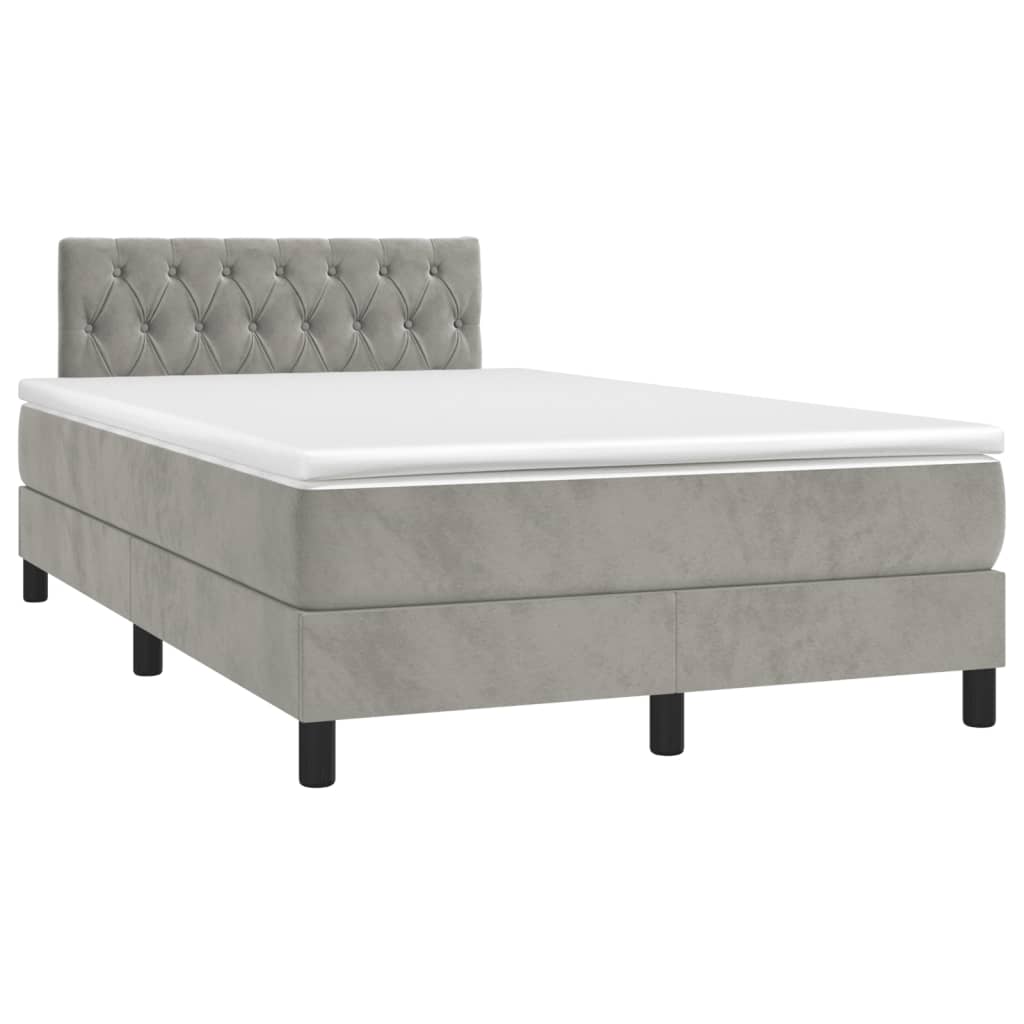 Boxspring met matras fluweel lichtgrijs 120x190 cm is nu te koop bij PeponiXL, paradijselijk wonen!