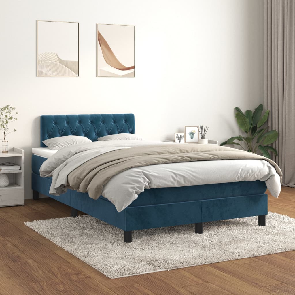 Boxspring met matras fluweel donkerblauw 120x190 cm is nu te koop bij PeponiXL, paradijselijk wonen!