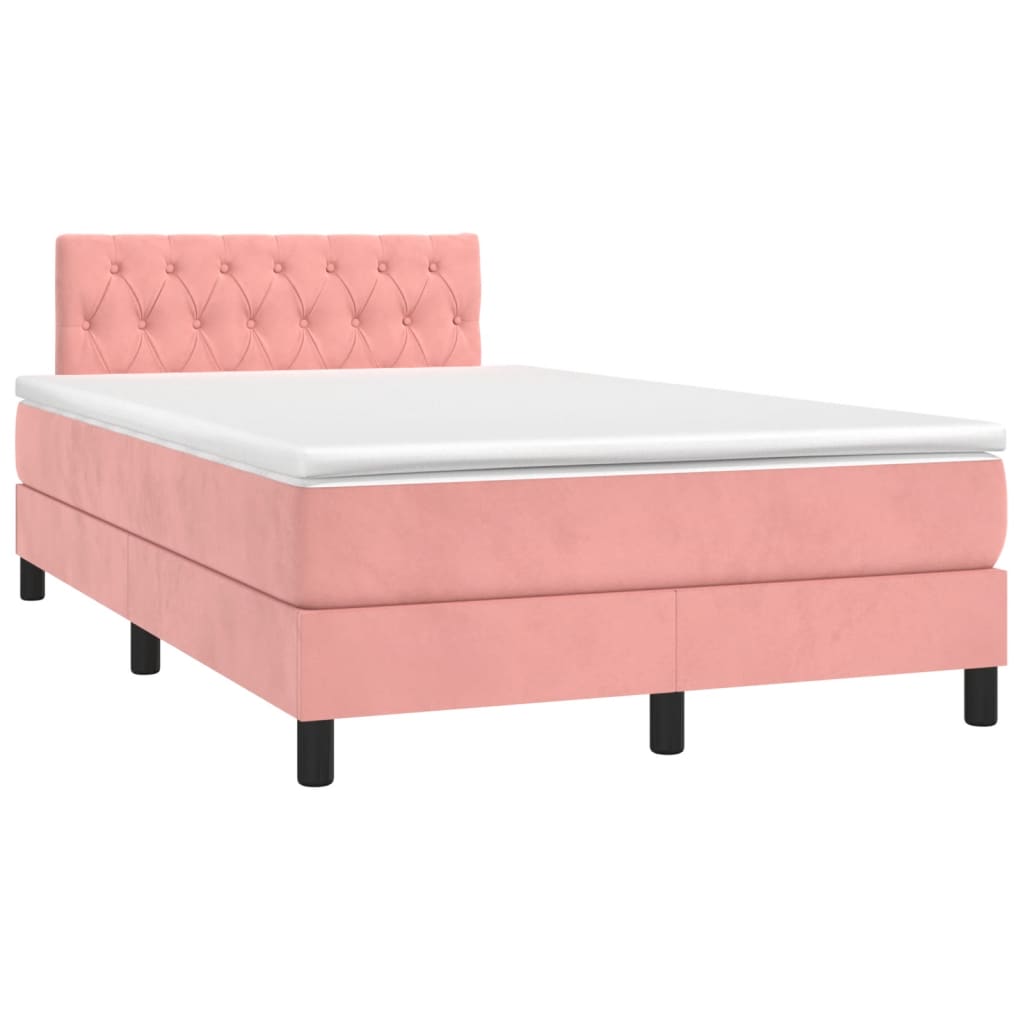 Boxspring met matras fluweel roze 120x190 cm is nu te koop bij PeponiXL, paradijselijk wonen!