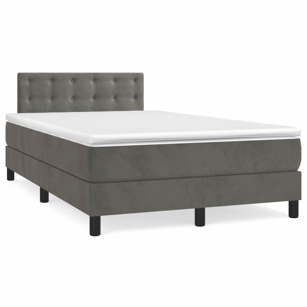Boxspring met matras fluweel donkergrijs 120x190 cm is nu te koop bij PeponiXL, paradijselijk wonen!