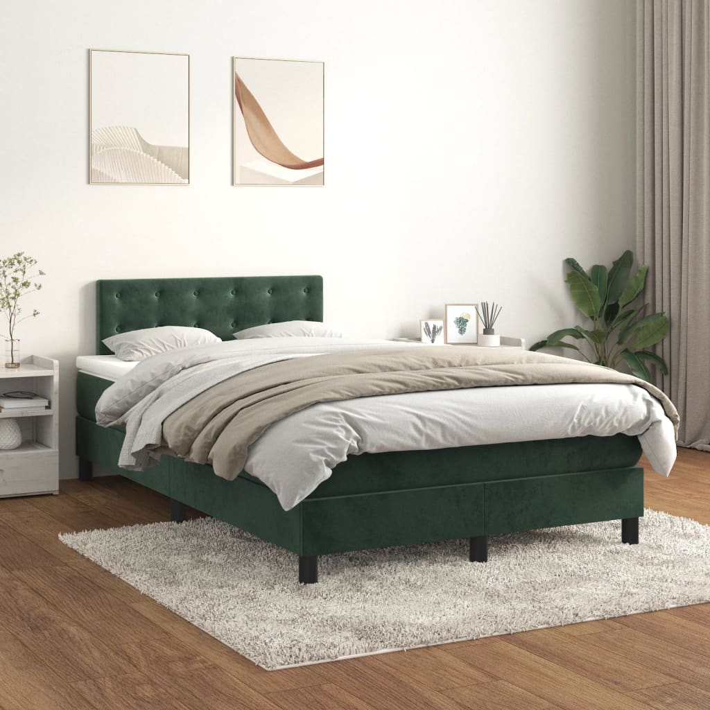 Boxspring met matras fluweel donkergroen 120x190 cm is nu te koop bij PeponiXL, paradijselijk wonen!