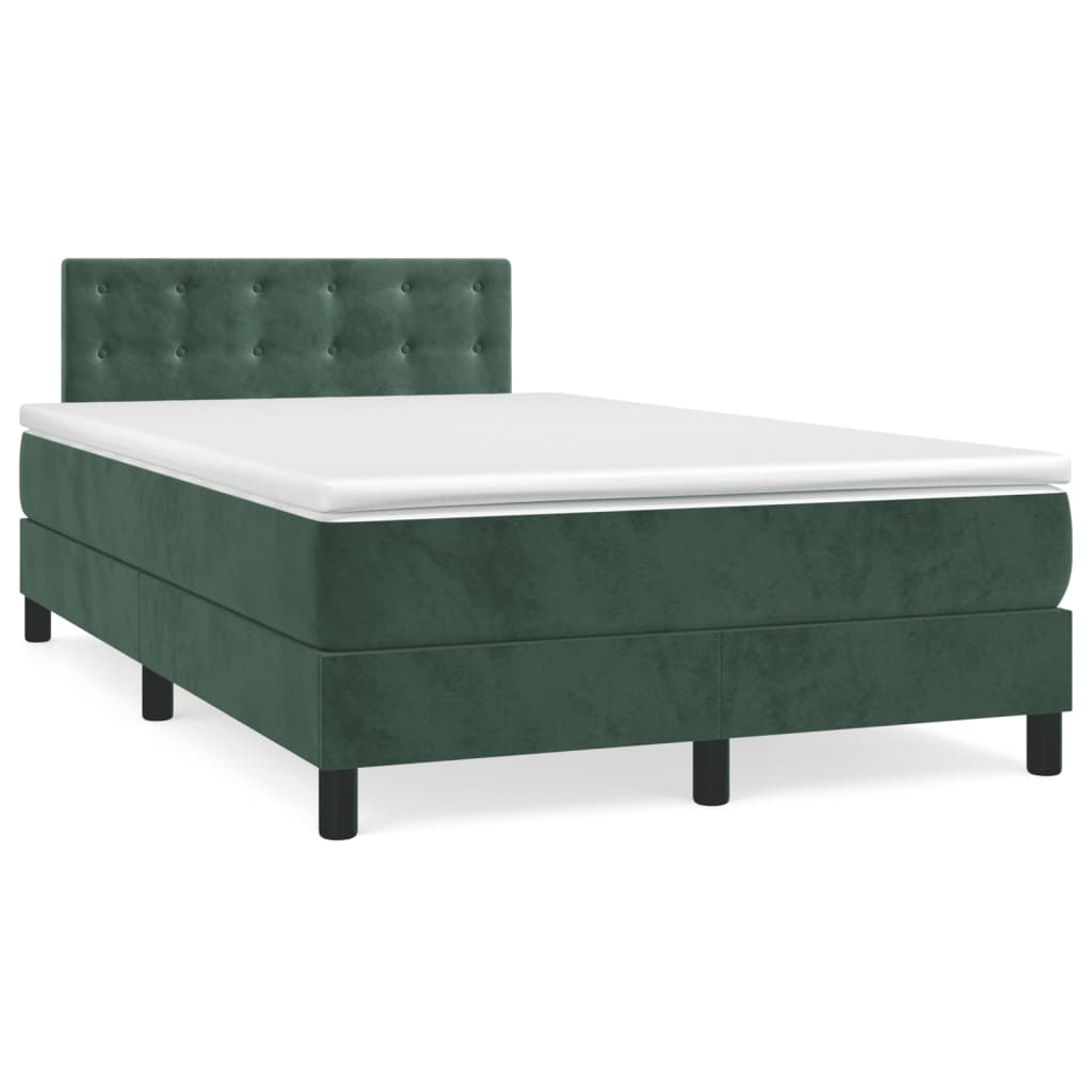 Boxspring met matras fluweel donkergroen 120x190 cm is nu te koop bij PeponiXL, paradijselijk wonen!