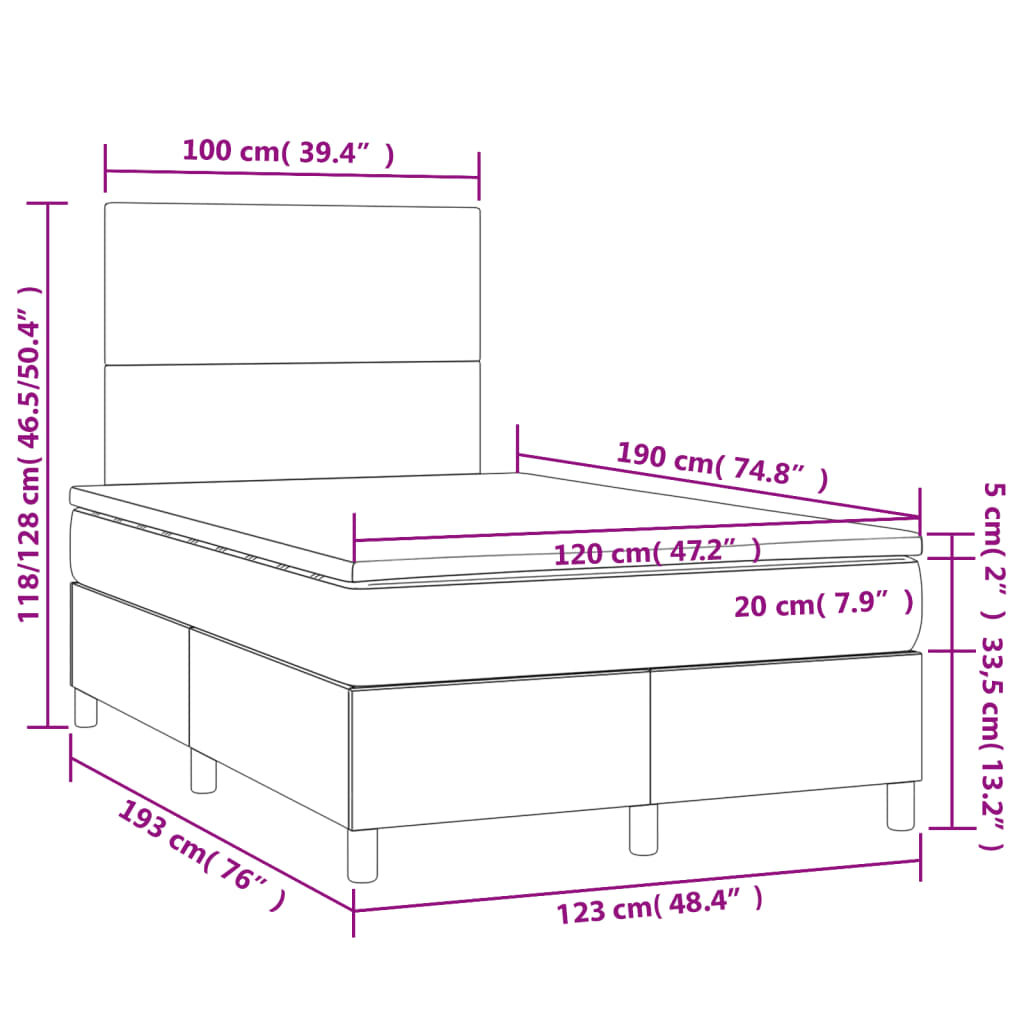 Boxspring met matras stof donkerbruin 120x190 cm is nu te koop bij PeponiXL, paradijselijk wonen!