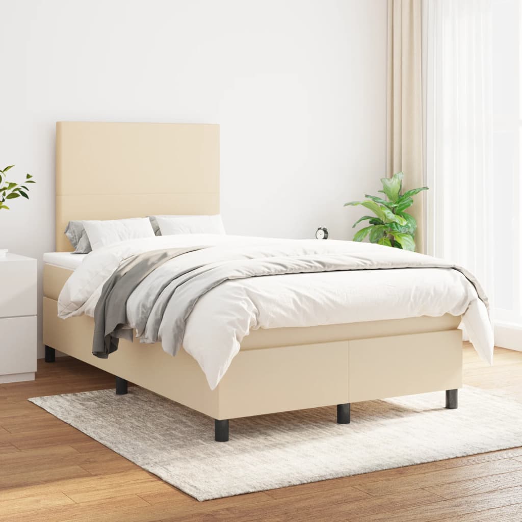 Boxspring met matras stof crèmekleurig 120x190 cm is nu te koop bij PeponiXL, paradijselijk wonen!