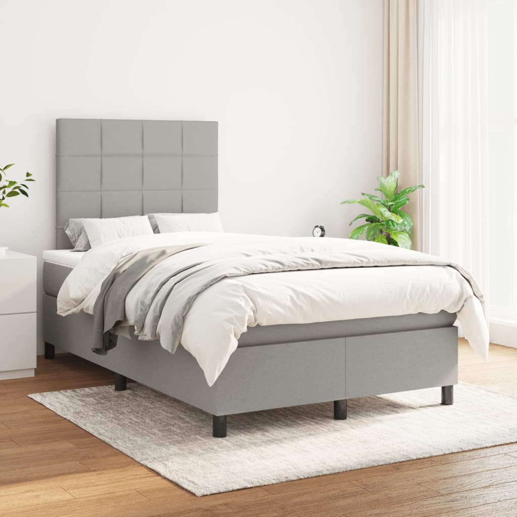Boxspring met matras stof lichtgrijs 120x190 cm is nu te koop bij PeponiXL, paradijselijk wonen!