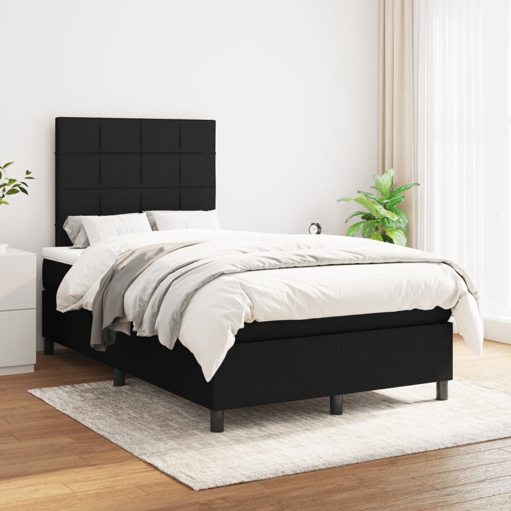 Boxspring met matras stof zwart 120x190 cm is nu te koop bij PeponiXL, paradijselijk wonen!