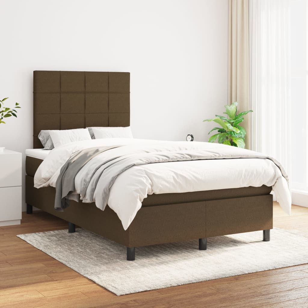 Boxspring met matras stof donkerbruin 120x190 cm is nu te koop bij PeponiXL, paradijselijk wonen!