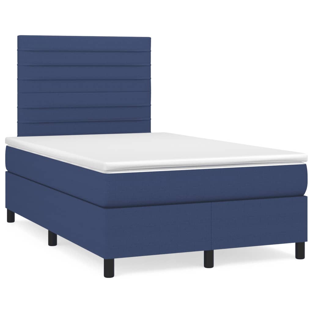 Boxspring met matras stof blauw 120x190 cm is nu te koop bij PeponiXL, paradijselijk wonen!