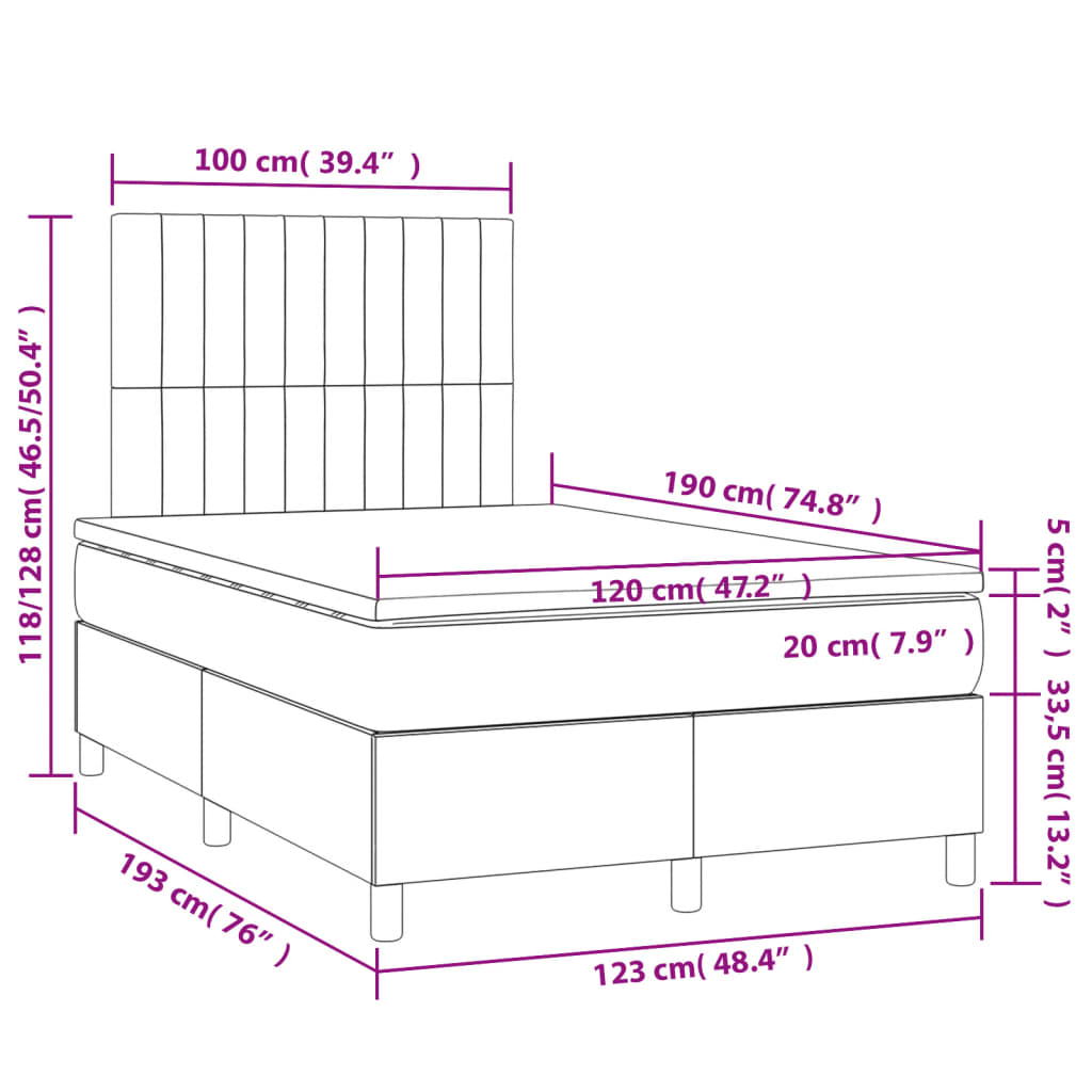 Boxspring met matras stof lichtgrijs 120x190 cm is nu te koop bij PeponiXL, paradijselijk wonen!