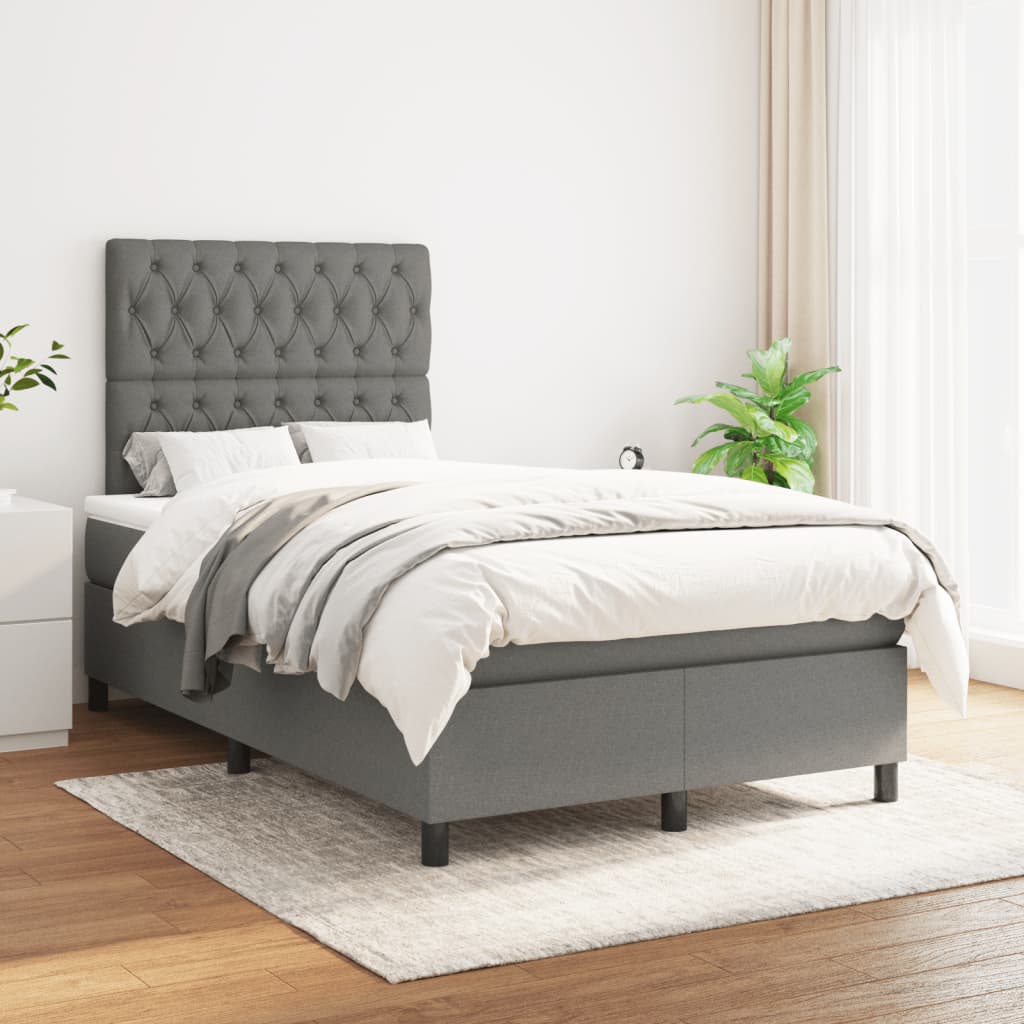 Boxspring met matras stof donkergrijs 120x190 cm is nu te koop bij PeponiXL, paradijselijk wonen!