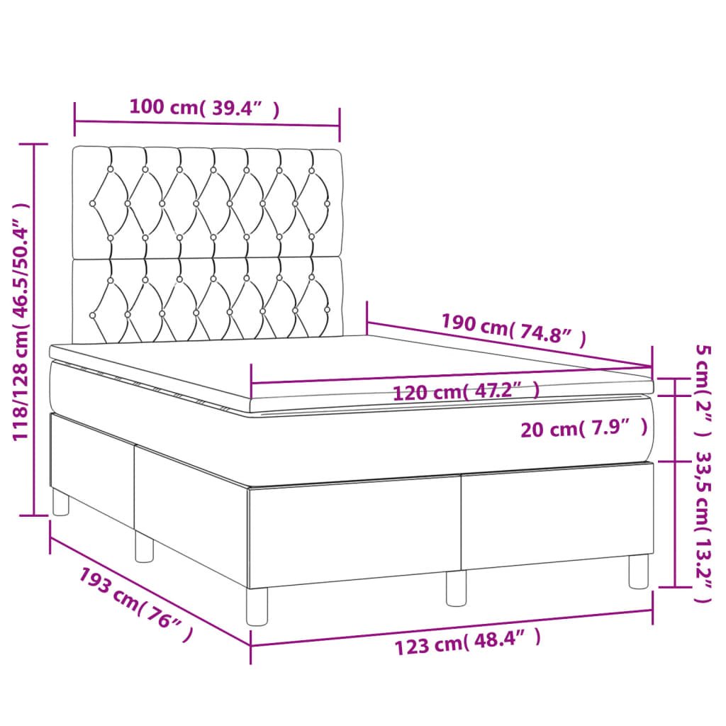 Boxspring met matras stof donkergrijs 120x190 cm is nu te koop bij PeponiXL, paradijselijk wonen!