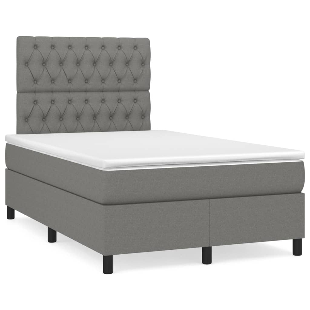 Boxspring met matras stof donkergrijs 120x190 cm is nu te koop bij PeponiXL, paradijselijk wonen!