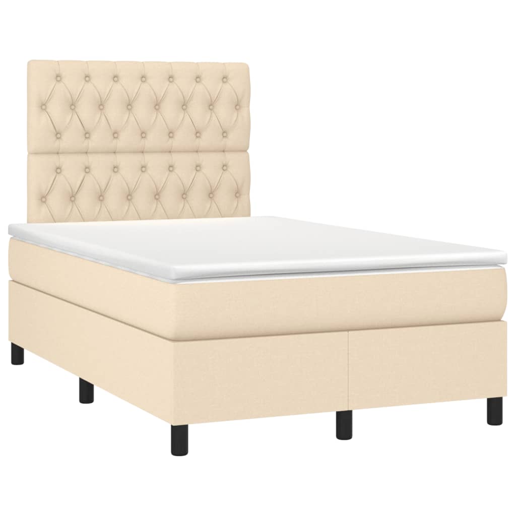 Boxspring met matras stof crèmekleurig 120x190 cm is nu te koop bij PeponiXL, paradijselijk wonen!