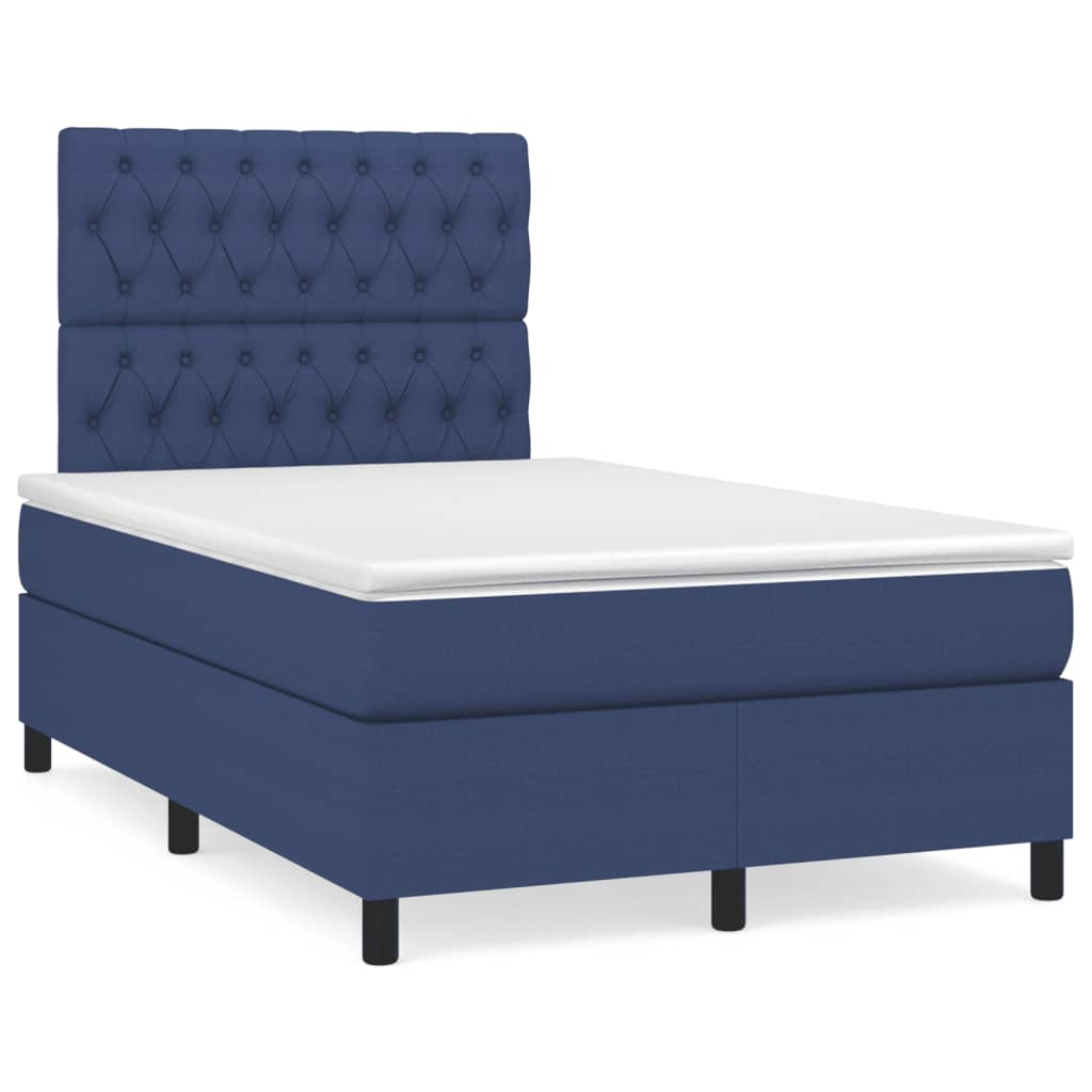 Boxspring met matras stof blauw 120x190 cm is nu te koop bij PeponiXL, paradijselijk wonen!