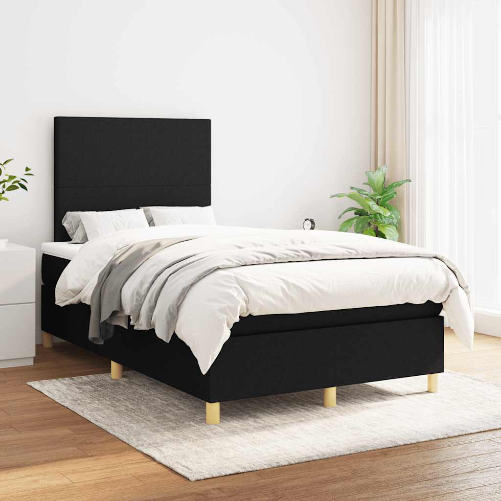 Boxspring met matras stof zwart 120x190 cm is nu te koop bij PeponiXL, paradijselijk wonen!