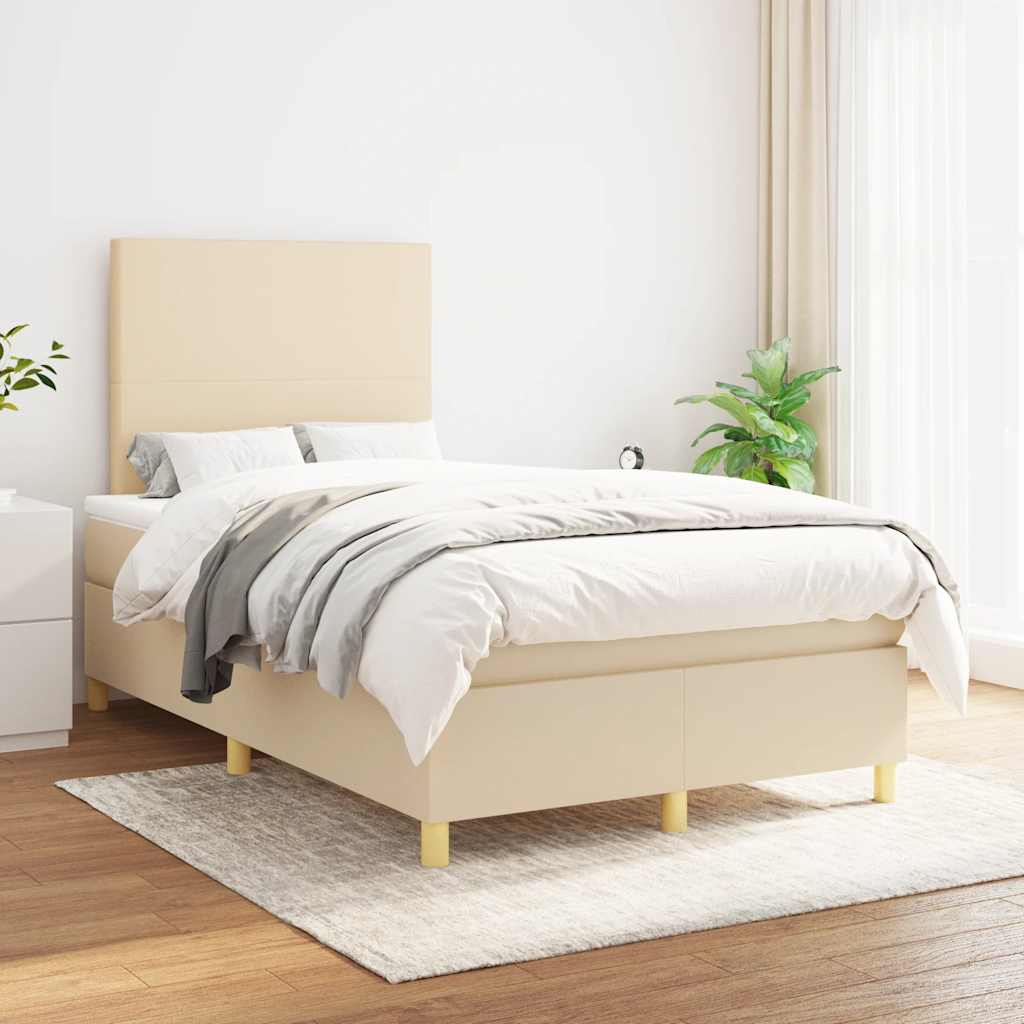 Boxspring met matras stof crèmekleurig 120x190 cm is nu te koop bij PeponiXL, paradijselijk wonen!