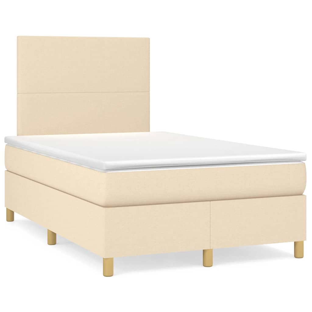 Boxspring met matras stof crèmekleurig 120x190 cm is nu te koop bij PeponiXL, paradijselijk wonen!