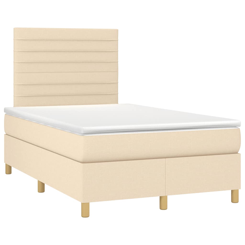 Boxspring met matras stof crèmekleurig 120x190 cm is nu te koop bij PeponiXL, paradijselijk wonen!