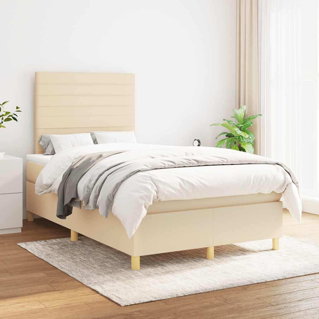 Boxspring met matras stof crèmekleurig 120x190 cm is nu te koop bij PeponiXL, paradijselijk wonen!