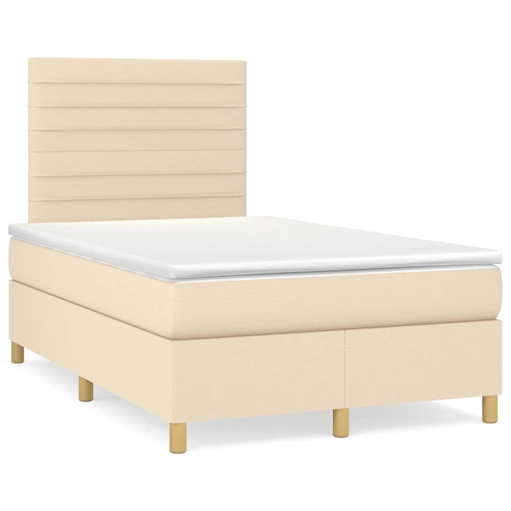 Boxspring met matras stof crèmekleurig 120x190 cm is nu te koop bij PeponiXL, paradijselijk wonen!