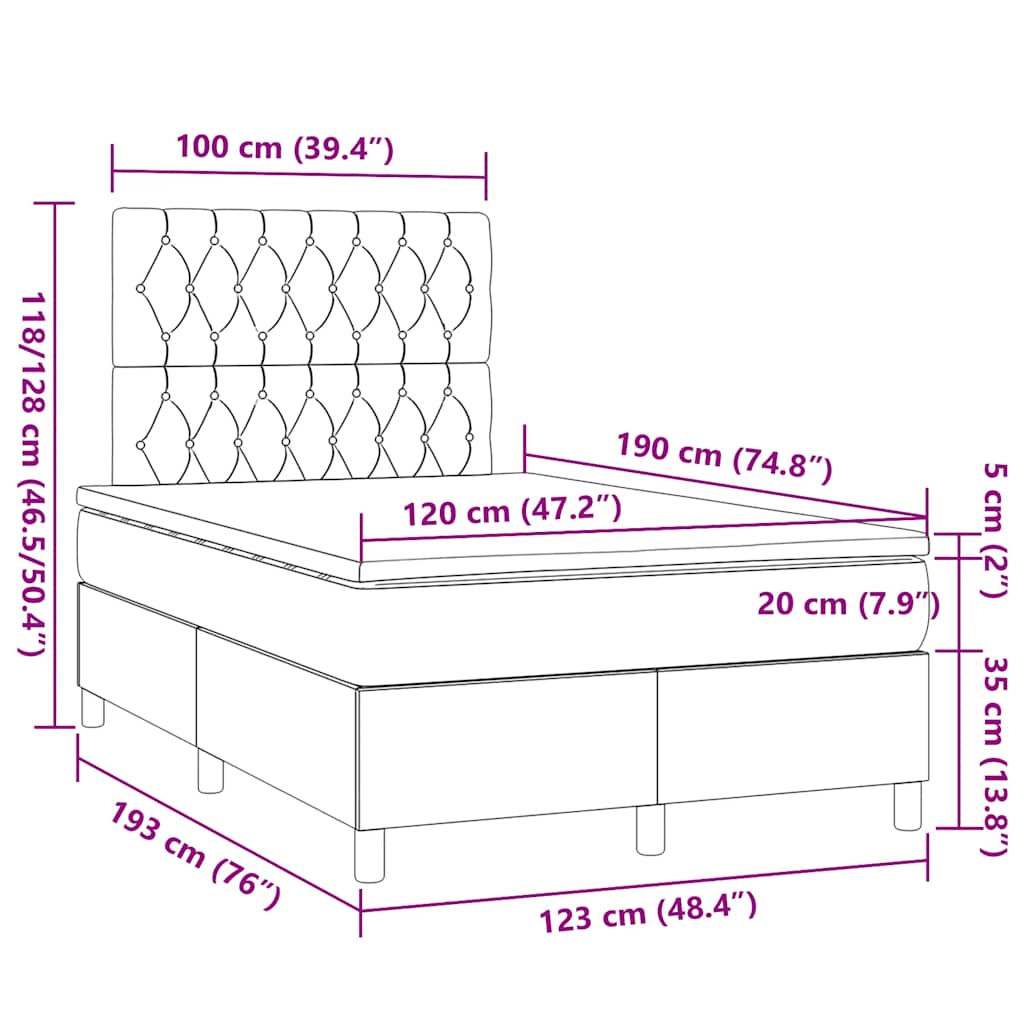 Boxspring met matras stof crèmekleurig 120x190 cm is nu te koop bij PeponiXL, paradijselijk wonen!