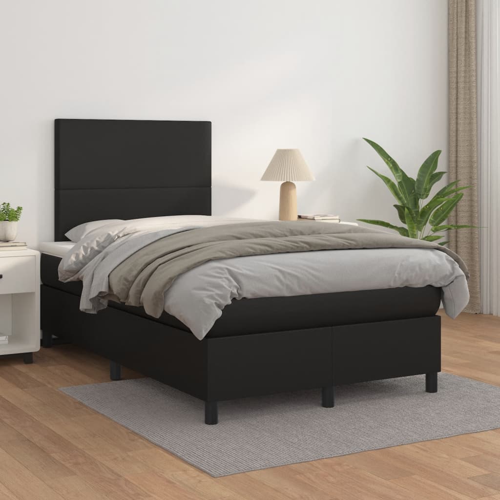 Boxspring met matras kunstleer zwart 120x190 cm is nu te koop bij PeponiXL, paradijselijk wonen!