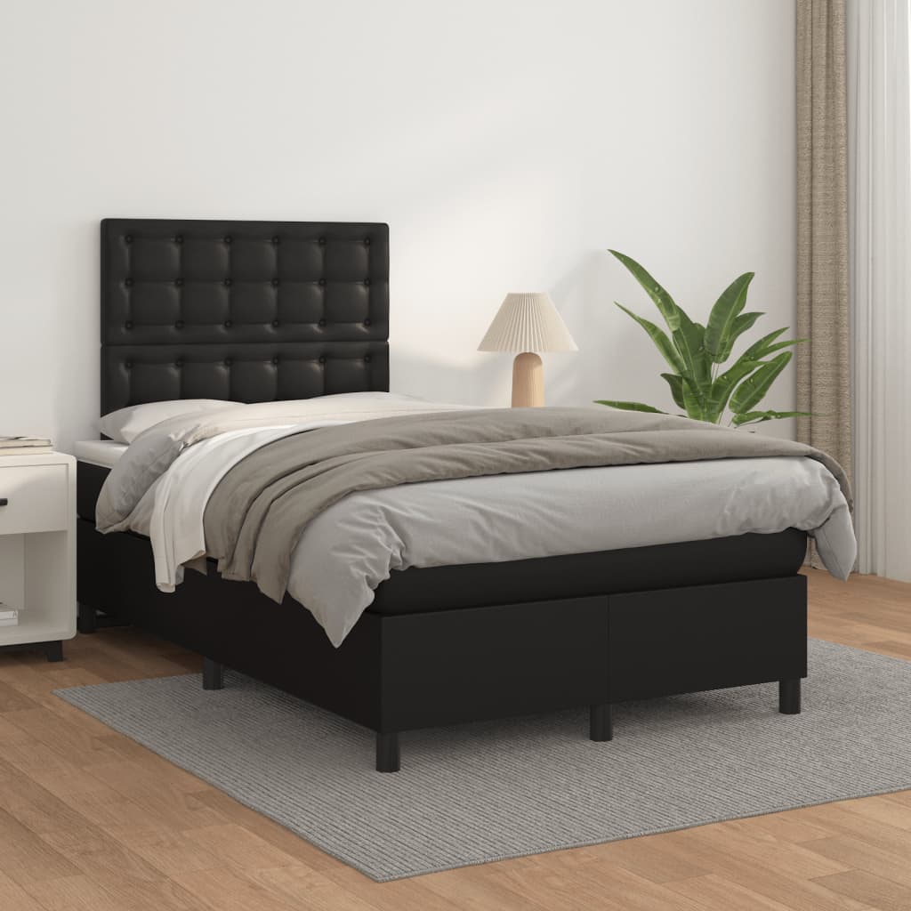 Boxspring met matras kunstleer zwart 120x190 cm is nu te koop bij PeponiXL, paradijselijk wonen!