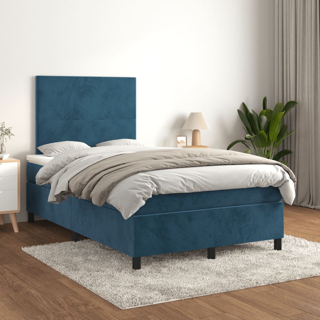 Boxspring met matras fluweel donkerblauw 120x190 cm is nu te koop bij PeponiXL, paradijselijk wonen!