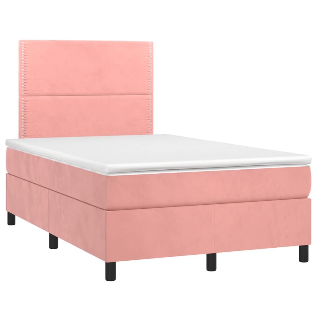 Boxspring met matras fluweel roze 120x190 cm is nu te koop bij PeponiXL, paradijselijk wonen!