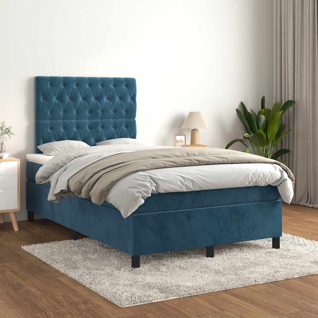 Boxspring met matras fluweel donkerblauw 120x190 cm is nu te koop bij PeponiXL, paradijselijk wonen!
