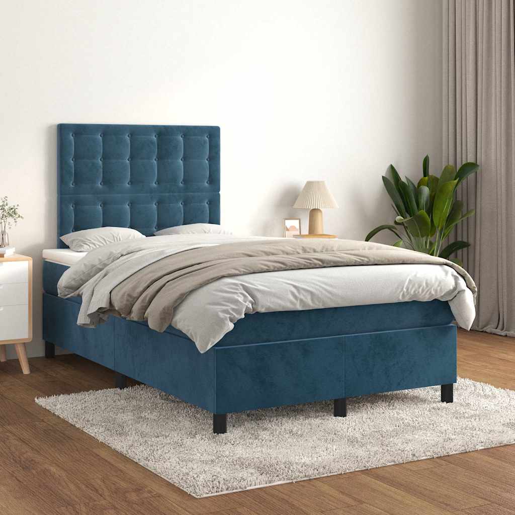 Boxspring met matras fluweel donkerblauw 120x190 cm is nu te koop bij PeponiXL, paradijselijk wonen!