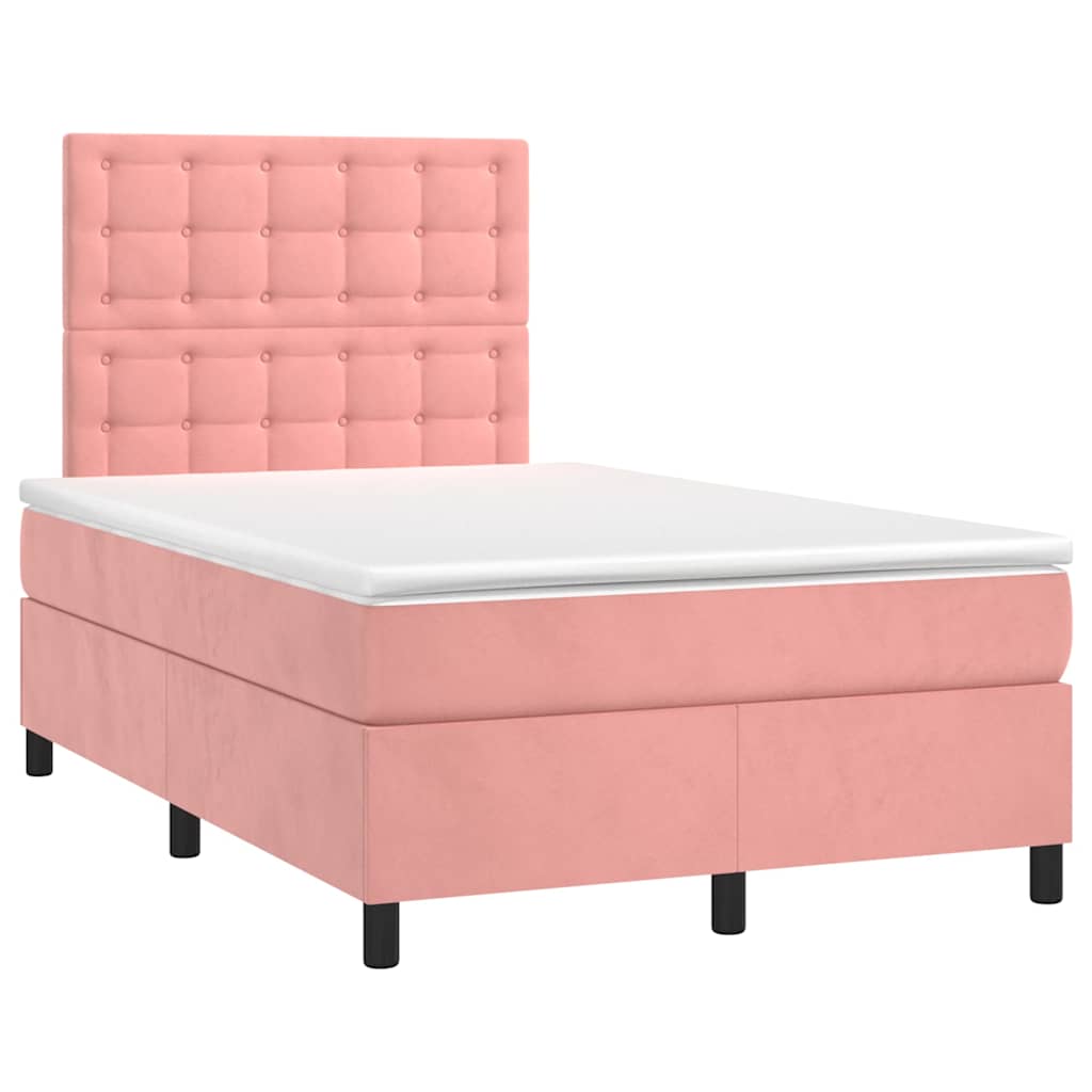 Boxspring met matras fluweel roze 120x190 cm is nu te koop bij PeponiXL, paradijselijk wonen!