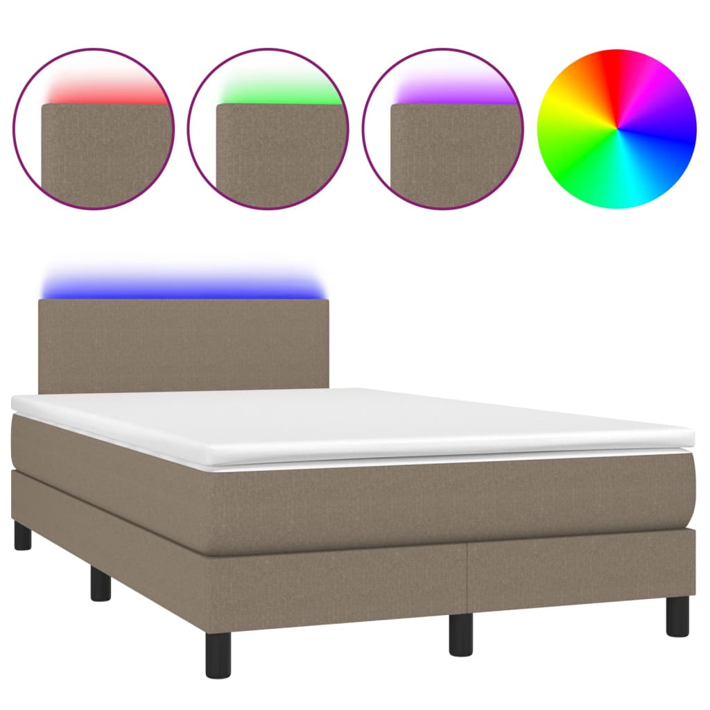 Boxspring met matras en LED stof taupe 120x190 cm is nu te koop bij PeponiXL, paradijselijk wonen!