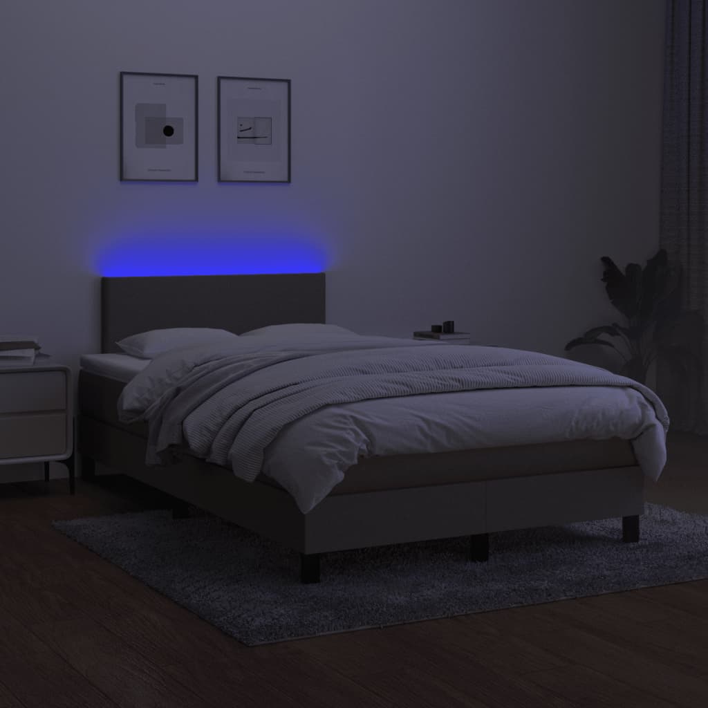 Boxspring met matras en LED stof taupe 120x190 cm is nu te koop bij PeponiXL, paradijselijk wonen!