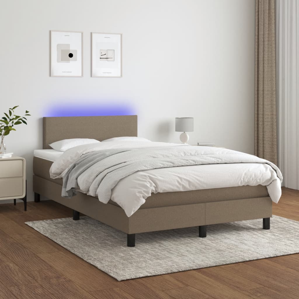 Boxspring met matras en LED stof taupe 120x190 cm is nu te koop bij PeponiXL, paradijselijk wonen!