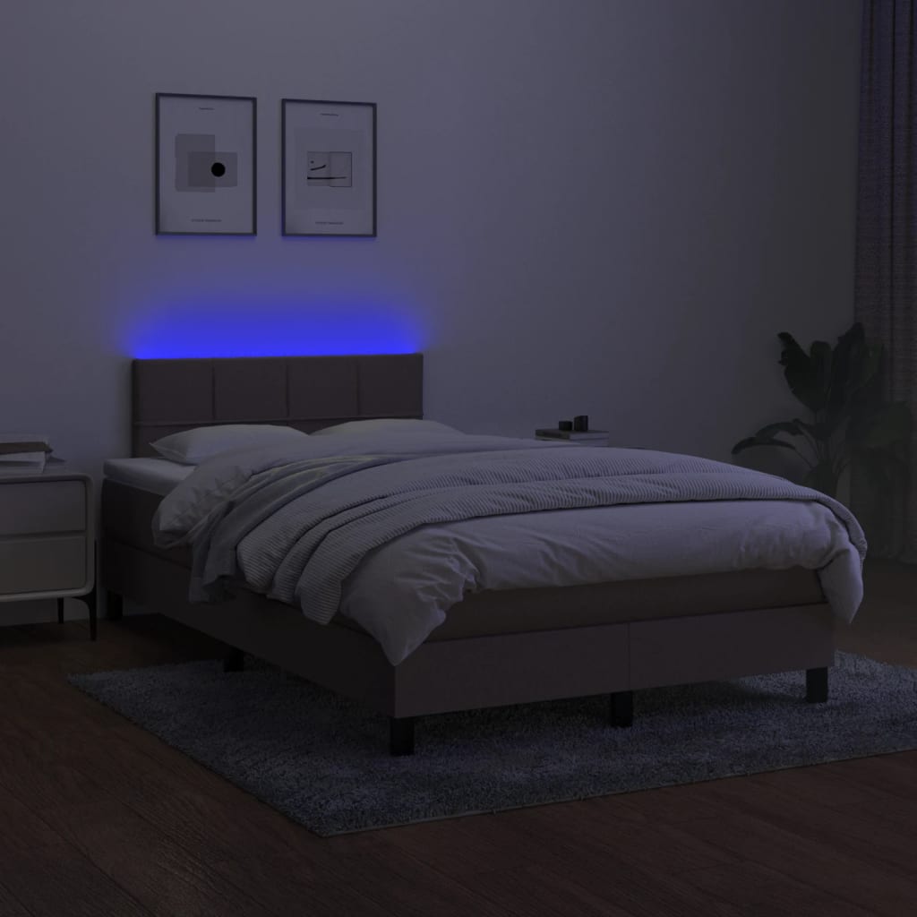Boxspring met matras en LED stof taupe 120x190 cm is nu te koop bij PeponiXL, paradijselijk wonen!
