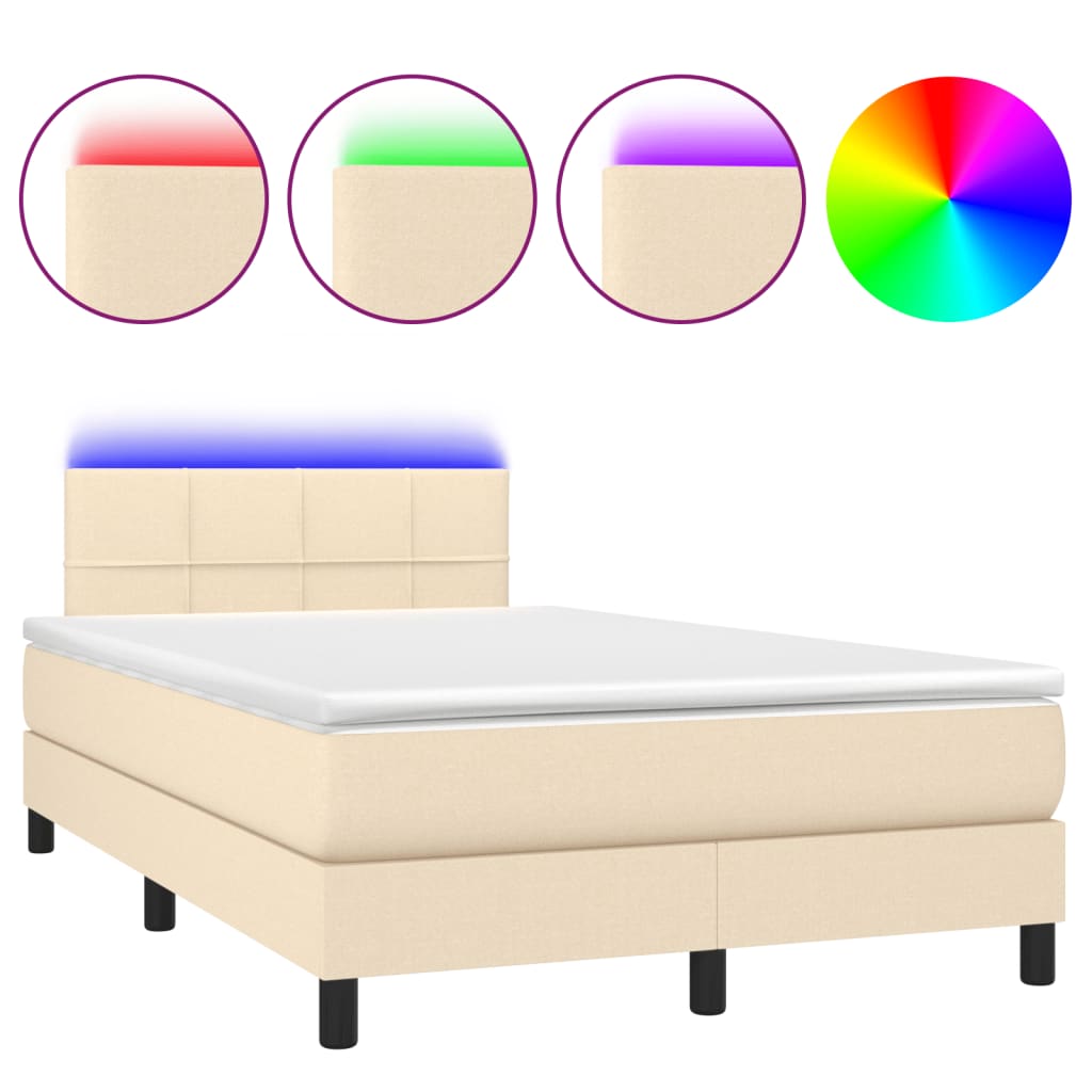 Boxspring met matras en LED stof crèmekleurig 120x190 cm is nu te koop bij PeponiXL, paradijselijk wonen!