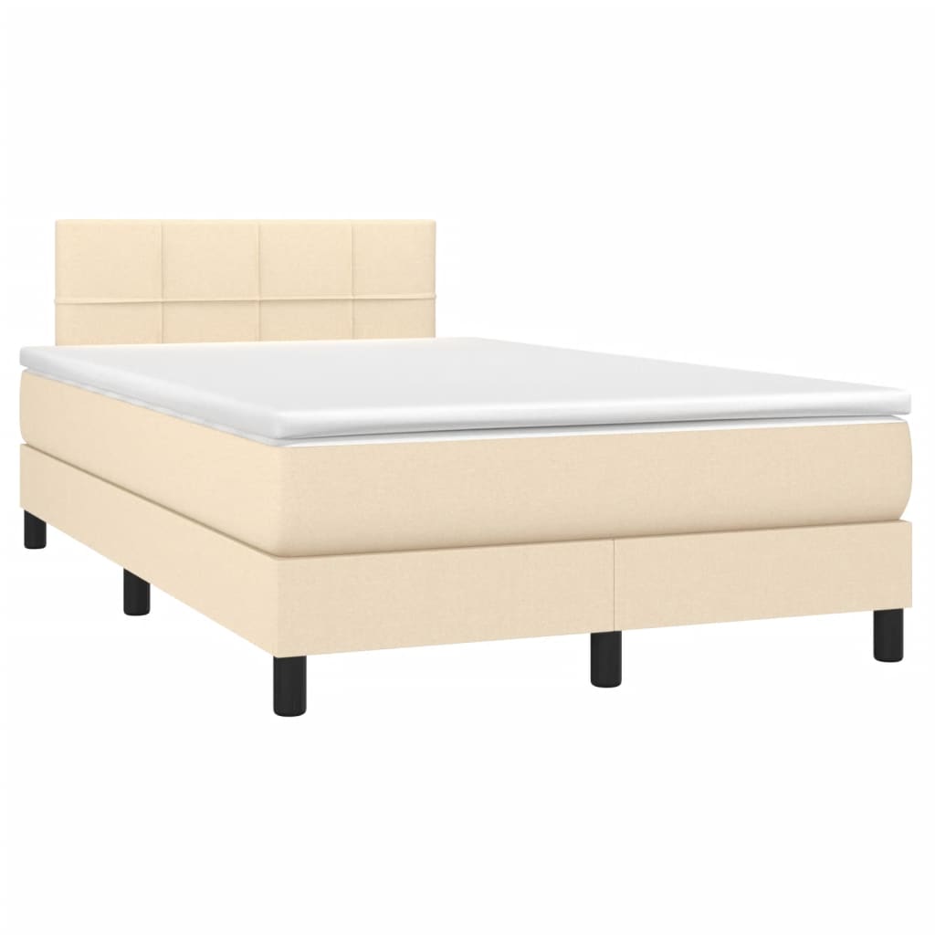 Boxspring met matras en LED stof crèmekleurig 120x190 cm is nu te koop bij PeponiXL, paradijselijk wonen!